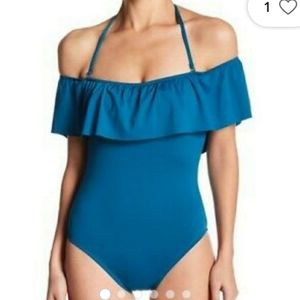 The Bikini Lab Pink Off Shoulder Halter Swimsuit Size Large